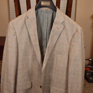 NWT - Haggar Sport Coat - 42 R - Ivory Glen Plaid